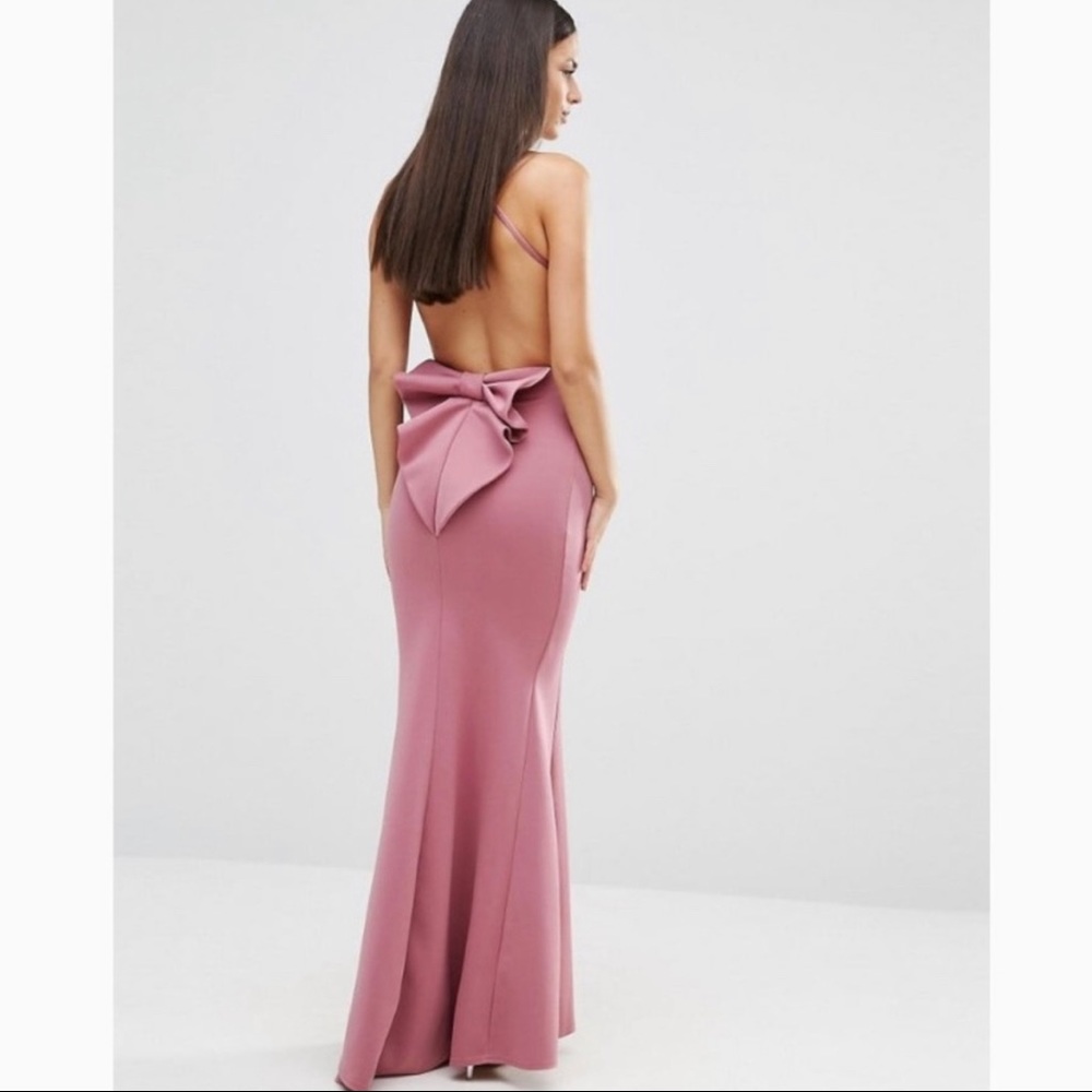 Back Bow Mermaid dress Mauve Pink Bridesmaid Prom